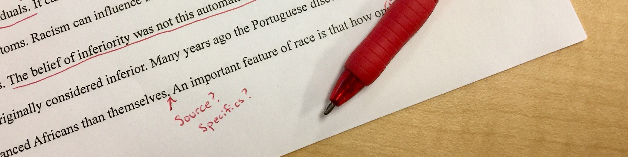 Red pen editing banner