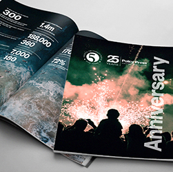 Mock-up of the anniversary brochure