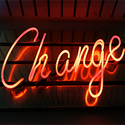 Neon sign saying 'Change'