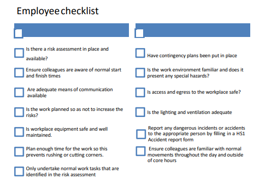 Employee checklist