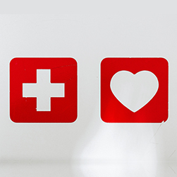 Red cross and heart