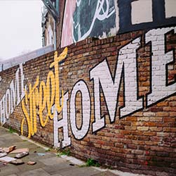 Graffiti saying 'Home street home'