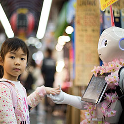 Little girl with robot