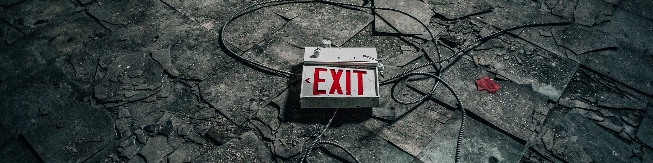 Exit sign on the floor